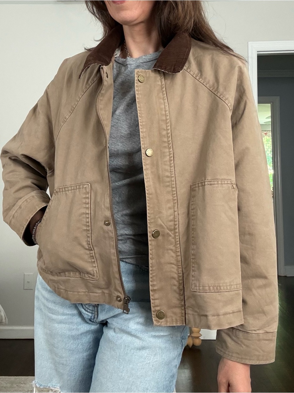 Hunter Cropped Chore Jacket in Tan NWT